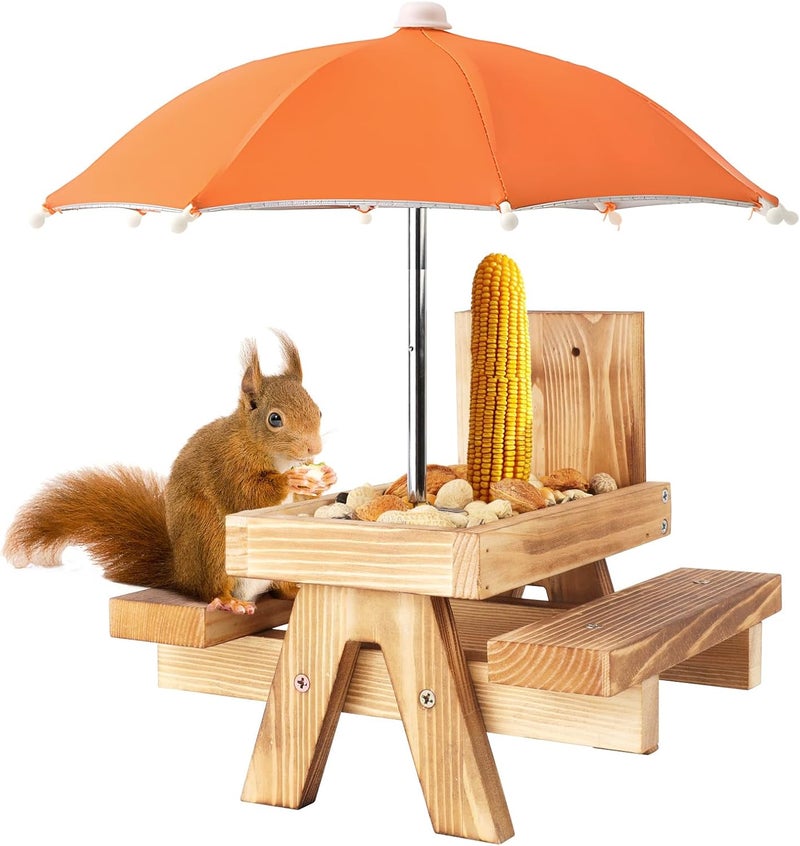 Gnodry Squirrel Picnic Table Feeder Replacement Mini Umbrella for Outside (Orange) - Image 5
